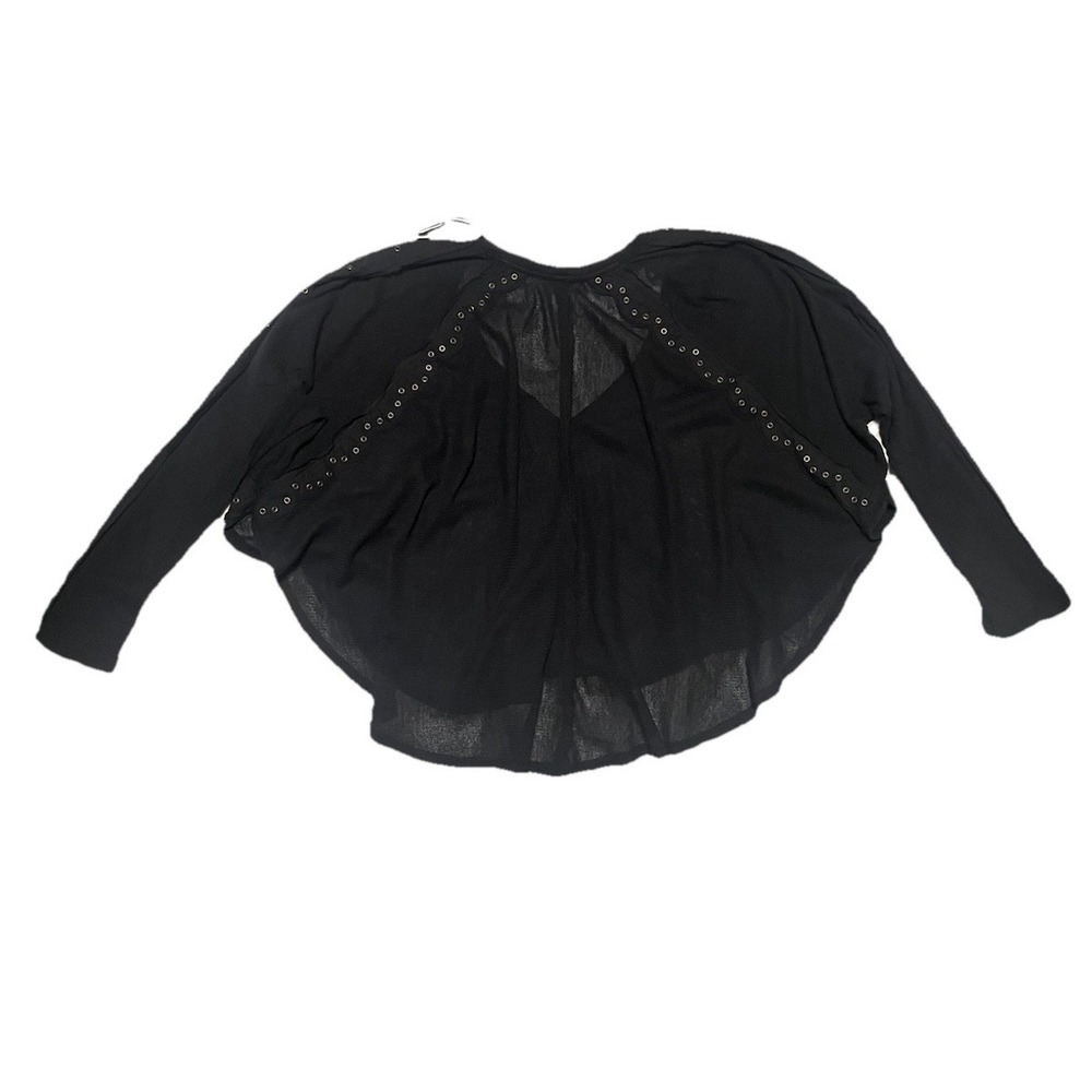 Free People Hey Stud Long Sleeve Lightweight Oversized Cotton Top Size M Goth - Picture 7 of 14